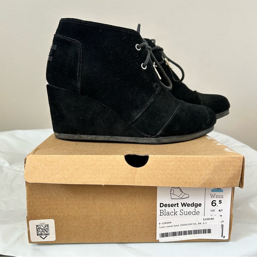 TOMS Desert Wedge - Black Suede